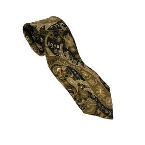 Eros Brown and Black silk wide tie with flowers paisley and geometric designs